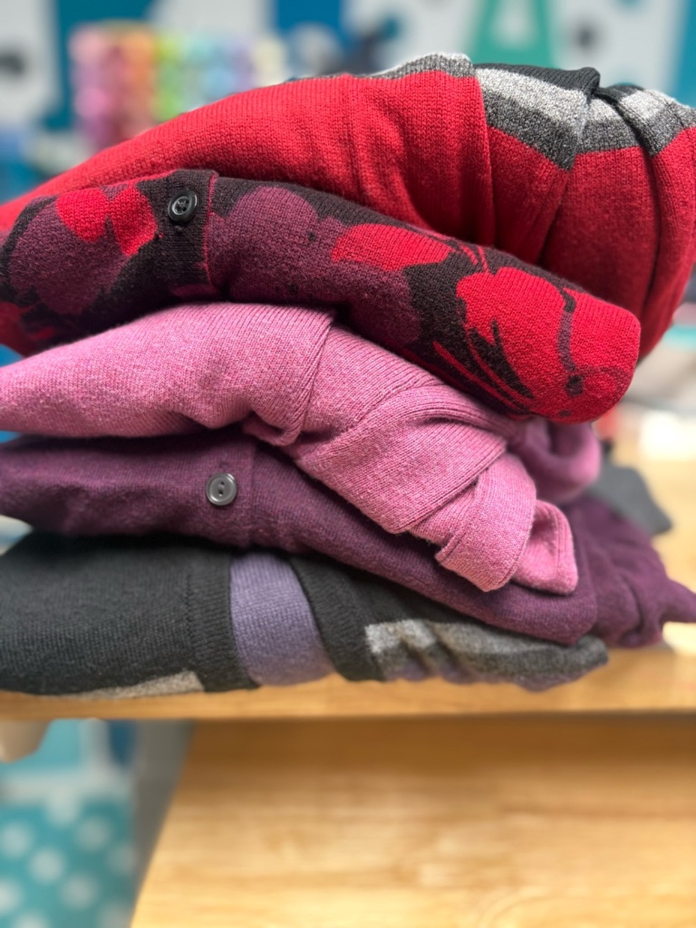 croft & barrow Red, Pink, Purple and Black Women’s Cardigans Stack of 5